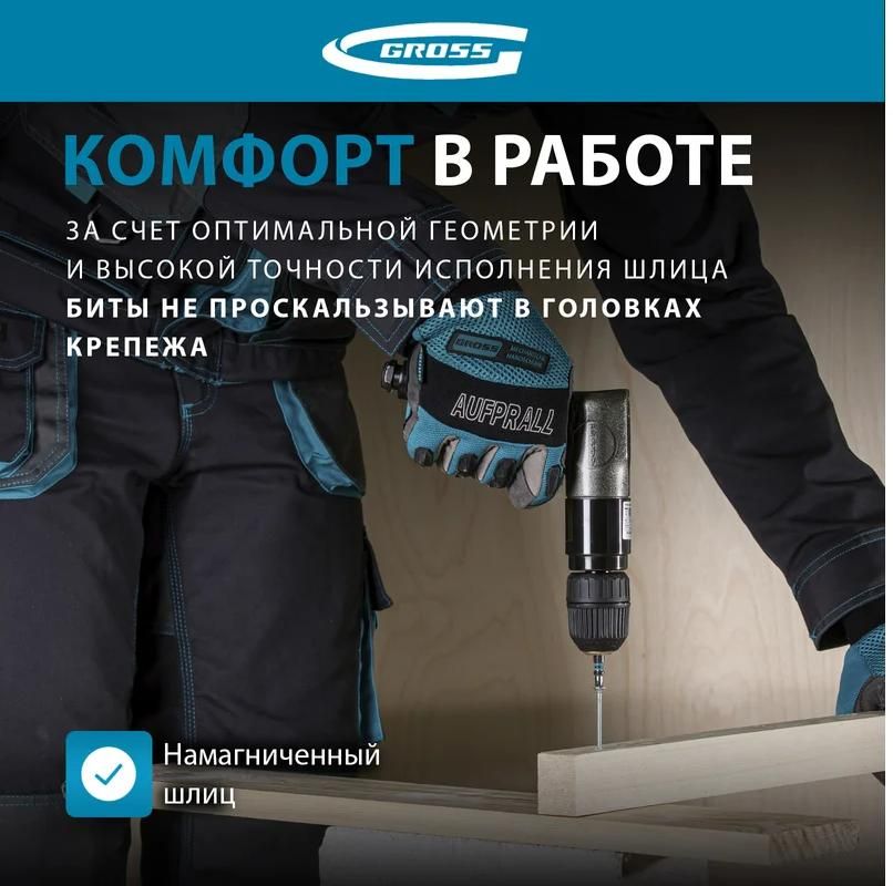 Бита PH1 50 мм Gross 11355, сталь S2, 2 шт - фото